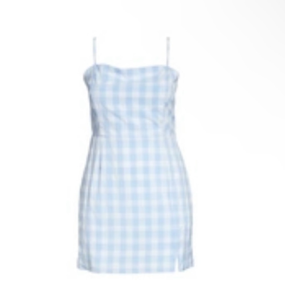 BP. Size 2X.Sleeveless minidress in blue-white LOLA Plaid. NWT
